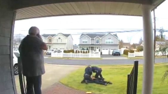 Jean who is on the left sees a scam artist get arrested by the police in her home. Jean who is on the left sees a scam artist get arrested by the police in her home.