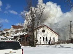 A house on fire in Cleveland on Wednesday daytime. 