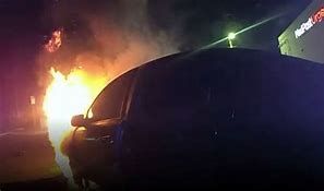A burning auto in San Antonio Texas on January 13.