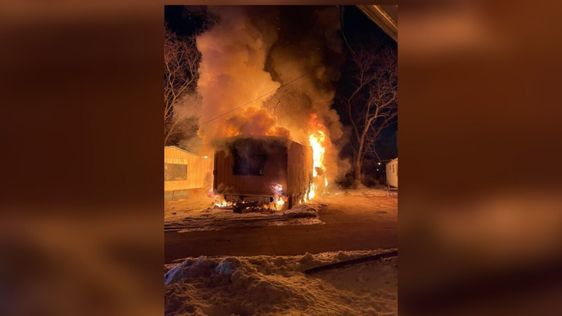 Trailer home fire in Des Moines Iowa. Trailer home fire in Des Moines Iowa.