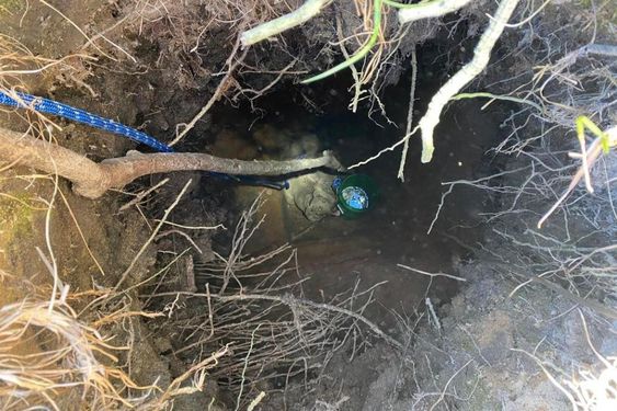 South Walton Firefighters rescue a female dog on Wednesday that fell into a deep hole South Walton Firefighters rescue a female dog on Wednesday that fell into a deep hole