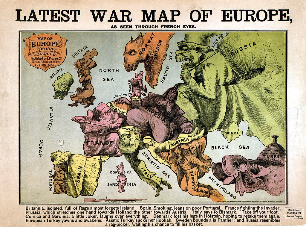 Old war map of Europe