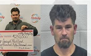 Kentucky resident Joseph Hellard and his winning lottery ticket prize