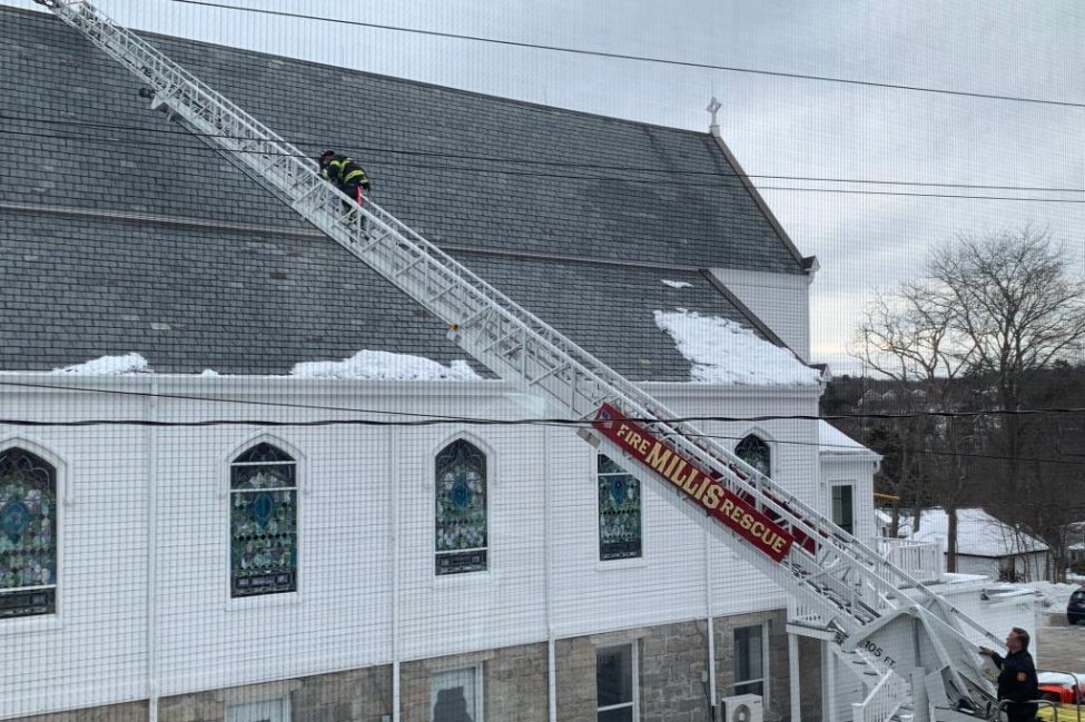 A church in Medway Massachusetts where a gull was rescued by firefighters