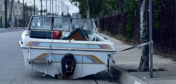 Abandoned boat seen in the street of Irwindale California earlier this week. Abandoned boat seen in the street of Irwindale California earlier this week.