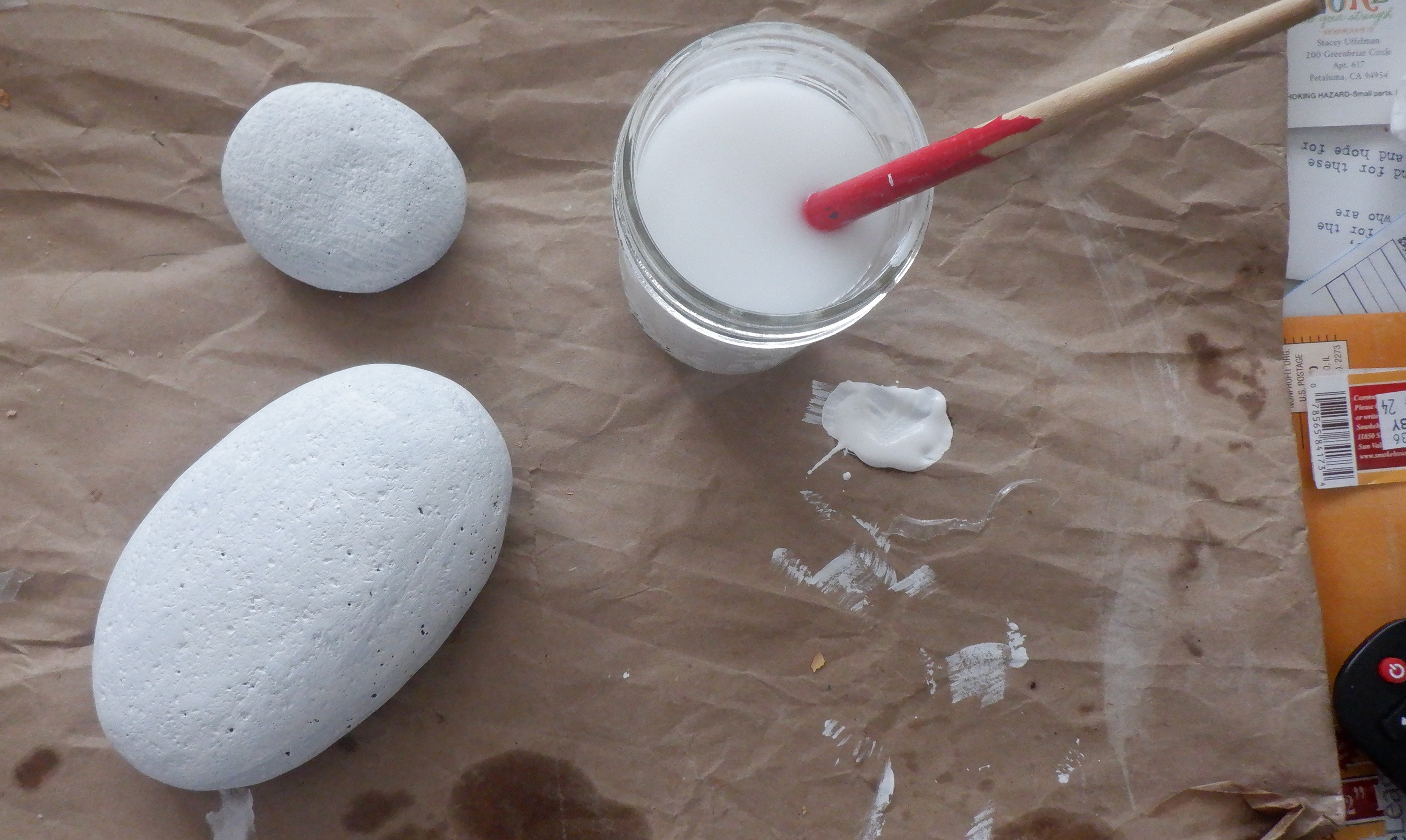 Photo I took of the rocks that I painted a basecoat on this afternoon Photo I took of the rocks that I painted a basecoat on this afternoon
