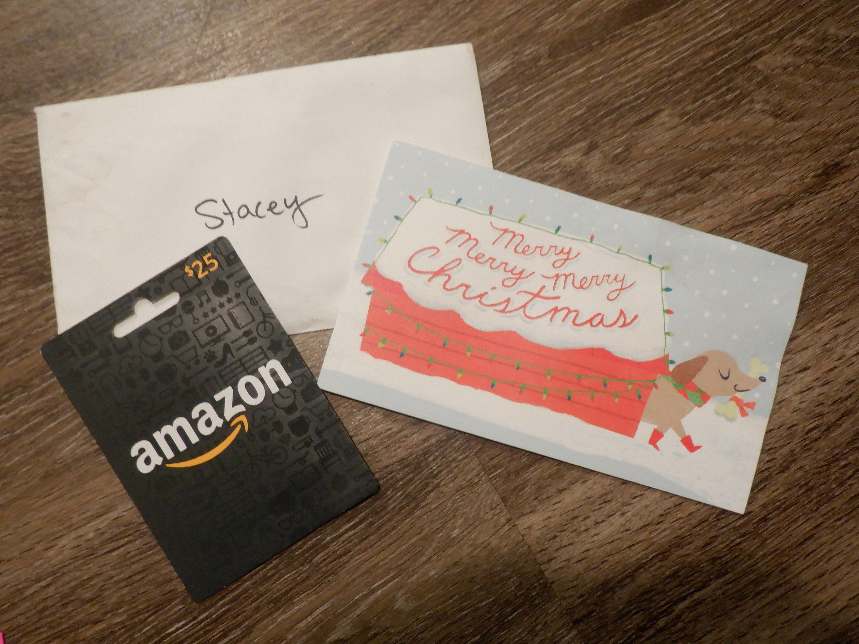 Photo I took of the surprise gift I found under my cutting board. Photo I took of the surprise gift I found under my cutting board.