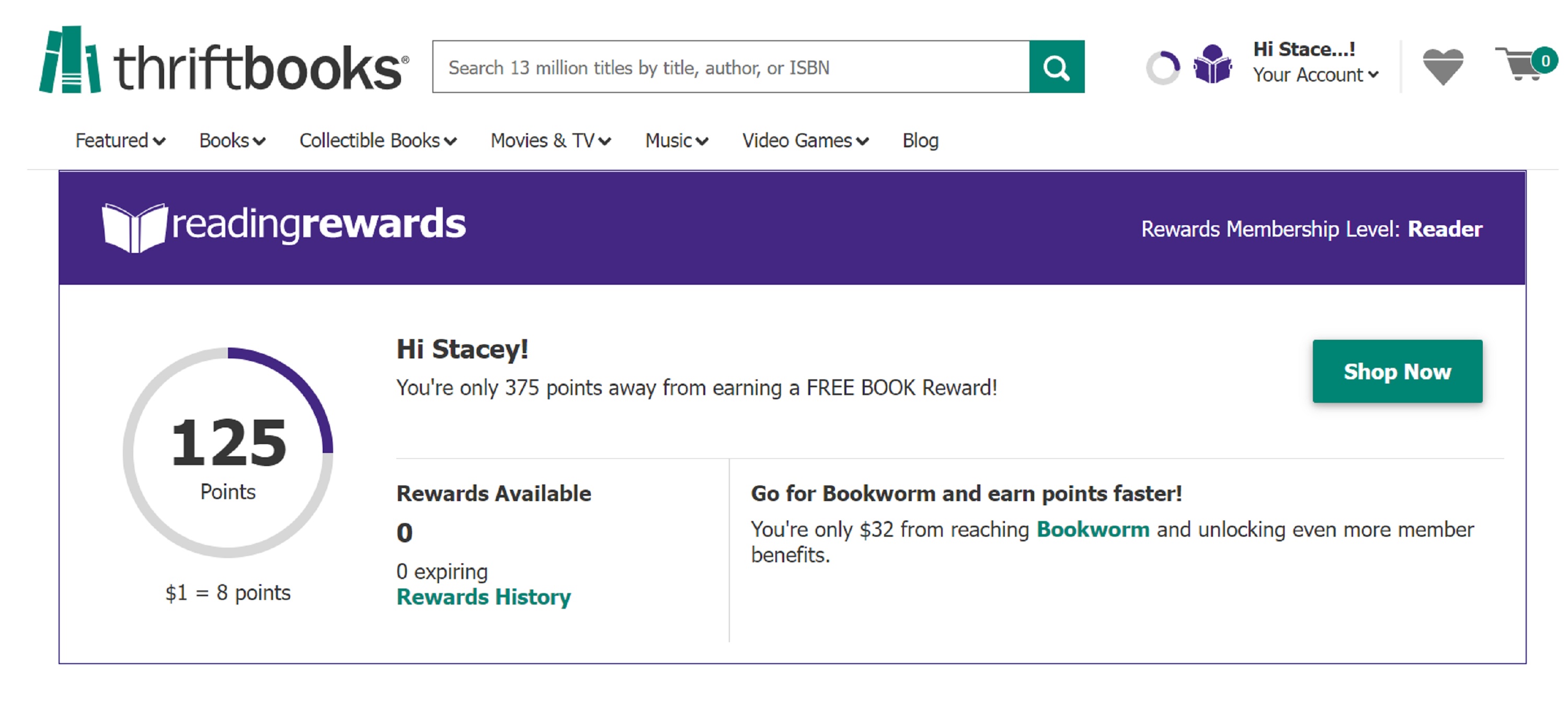 Screencap I took of my Thriftbooks purchase