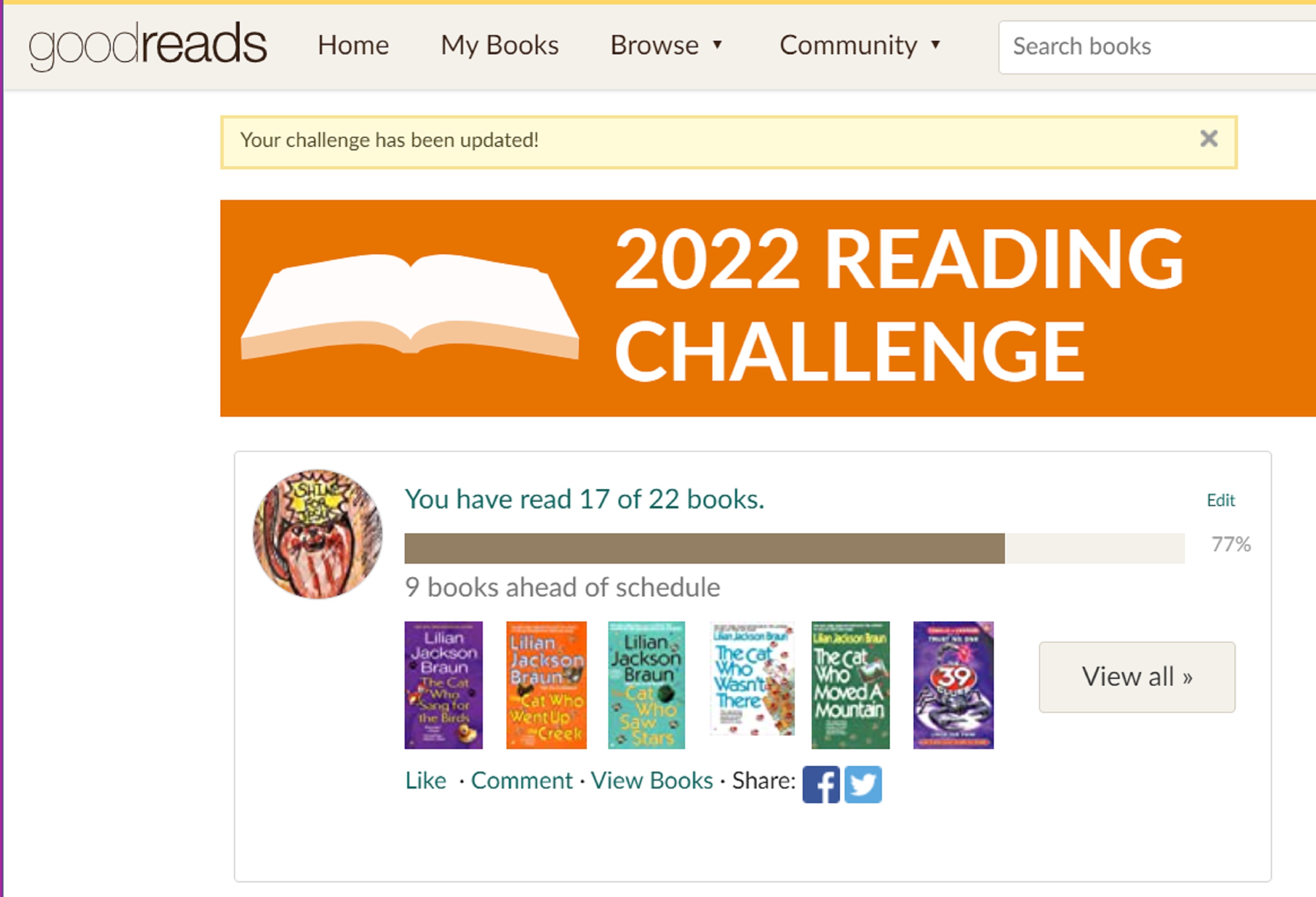 Screencap of my GoodReads page Screencap of my GoodReads page