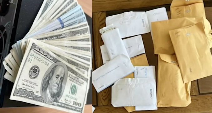 The image of a package that has $36,000 dollars inside of a couch.