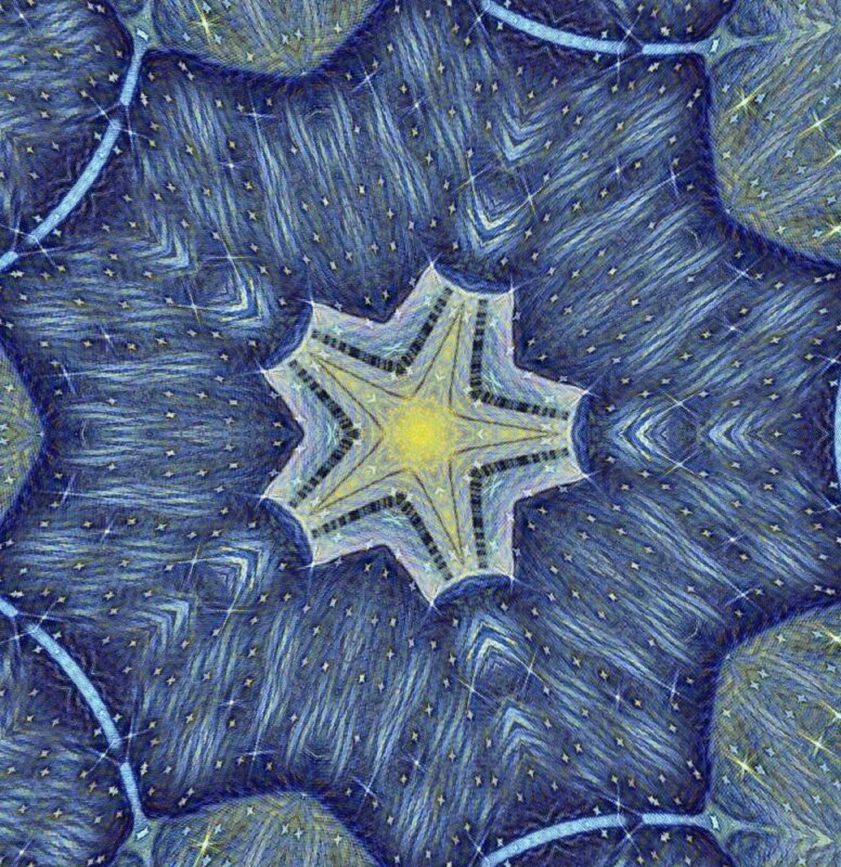 Creation made with photo taken by me w Sparkles, Escher and Starry Night effects and Kaleidoscope x5 on Lunapic.com Creation made with photo taken by me w Sparkles, Escher and Starry Night effects and Kaleidoscope x5 on Lunapic.com