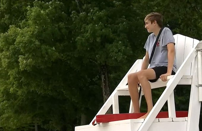 New Milford lifeguard Aiden Mulligan-Brown 