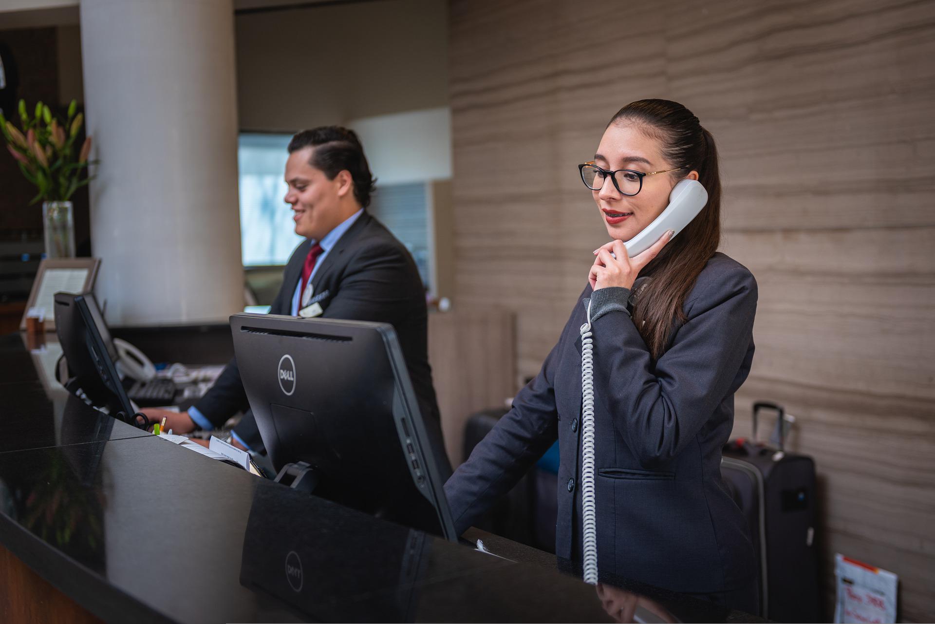 https://pixabay.com/photos/receptionists-phone-call-hotel-5975962/ https://pixabay.com/photos/receptionists-phone-call-hotel-5975962/