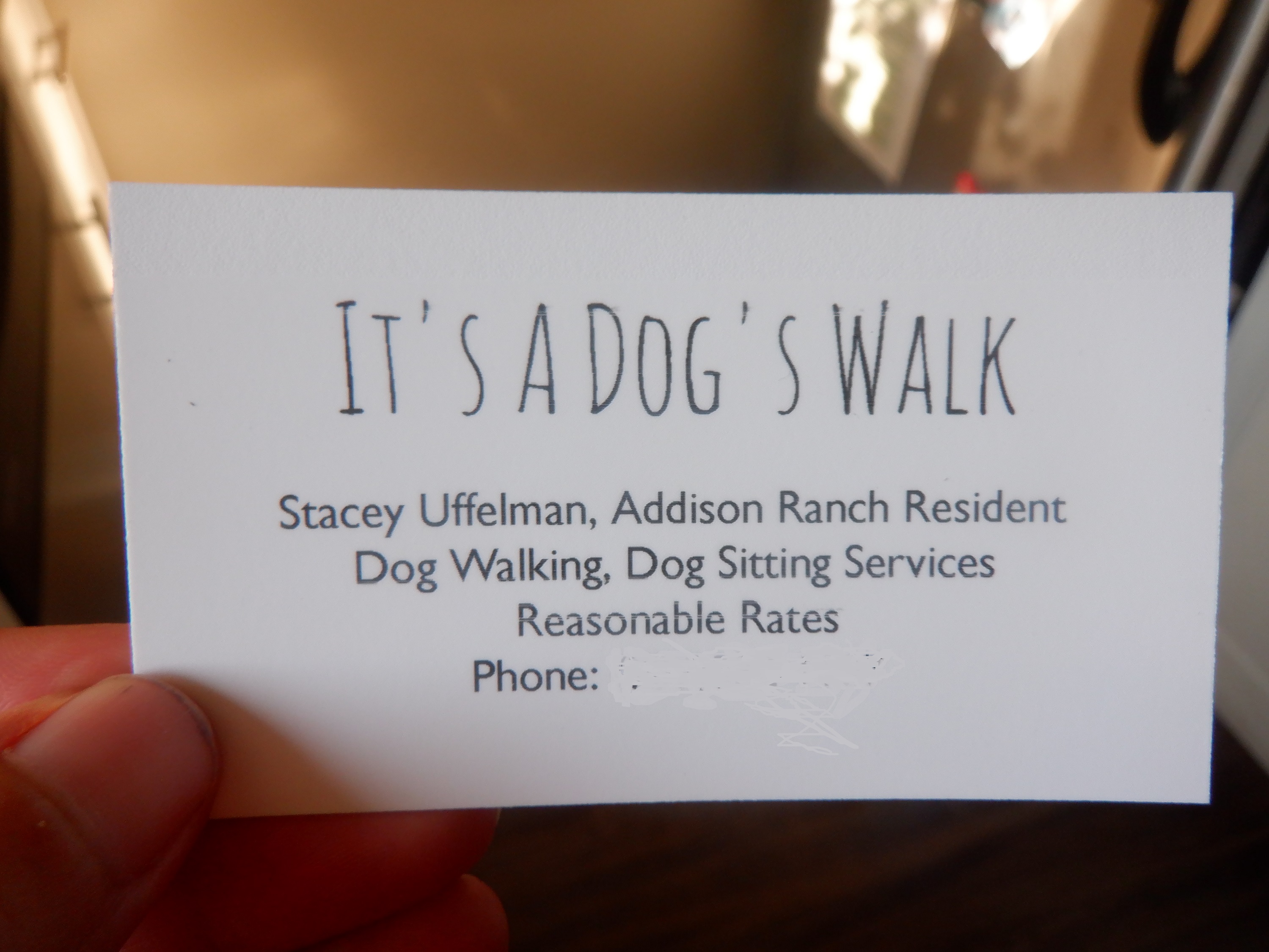 Business card my neighbor made Business card my neighbor made