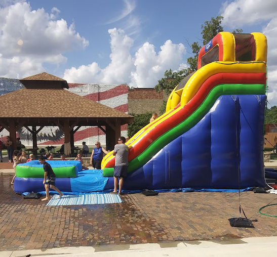inflatable waterslide at library