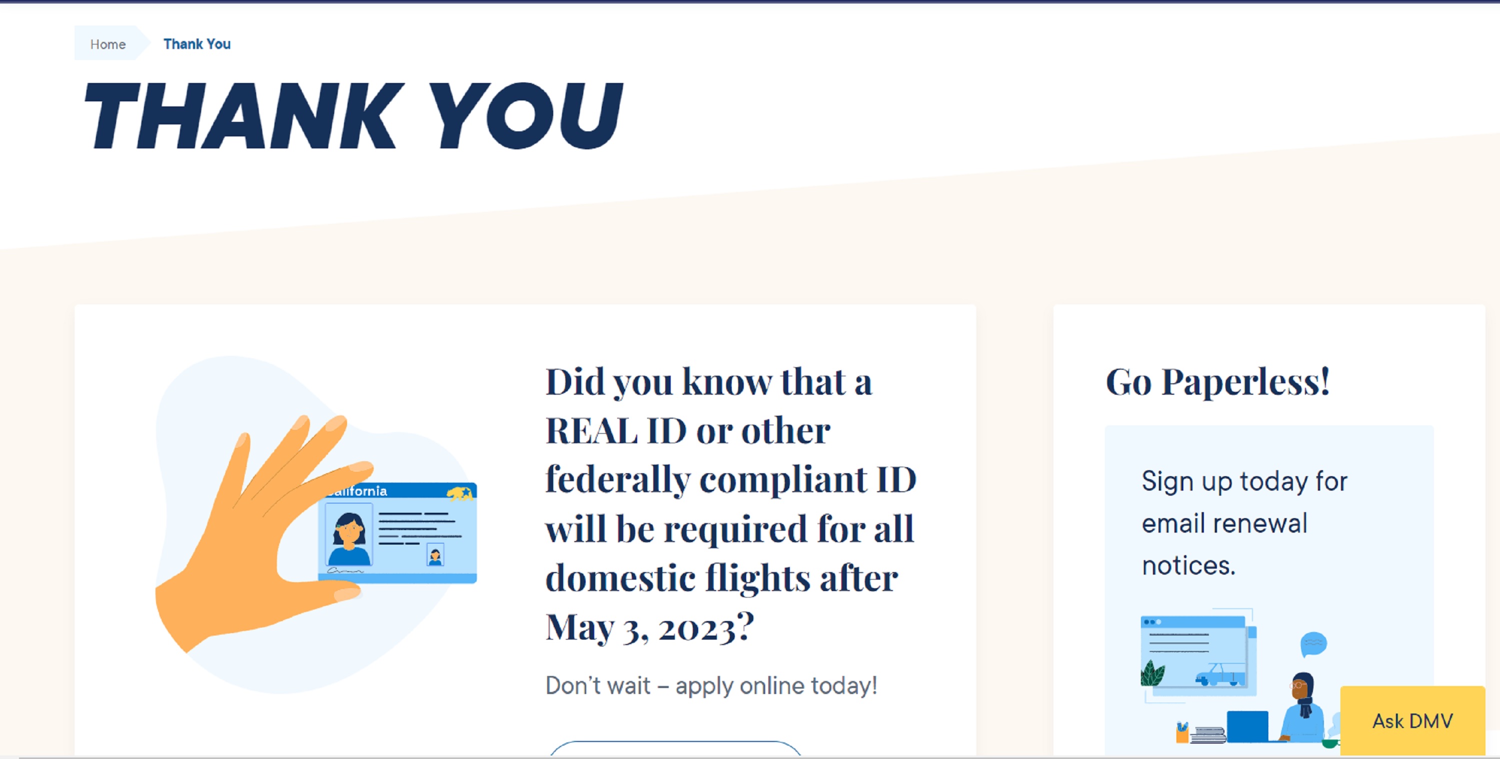 Screencap of the last DMV page I was on Screencap of the last DMV page I was on