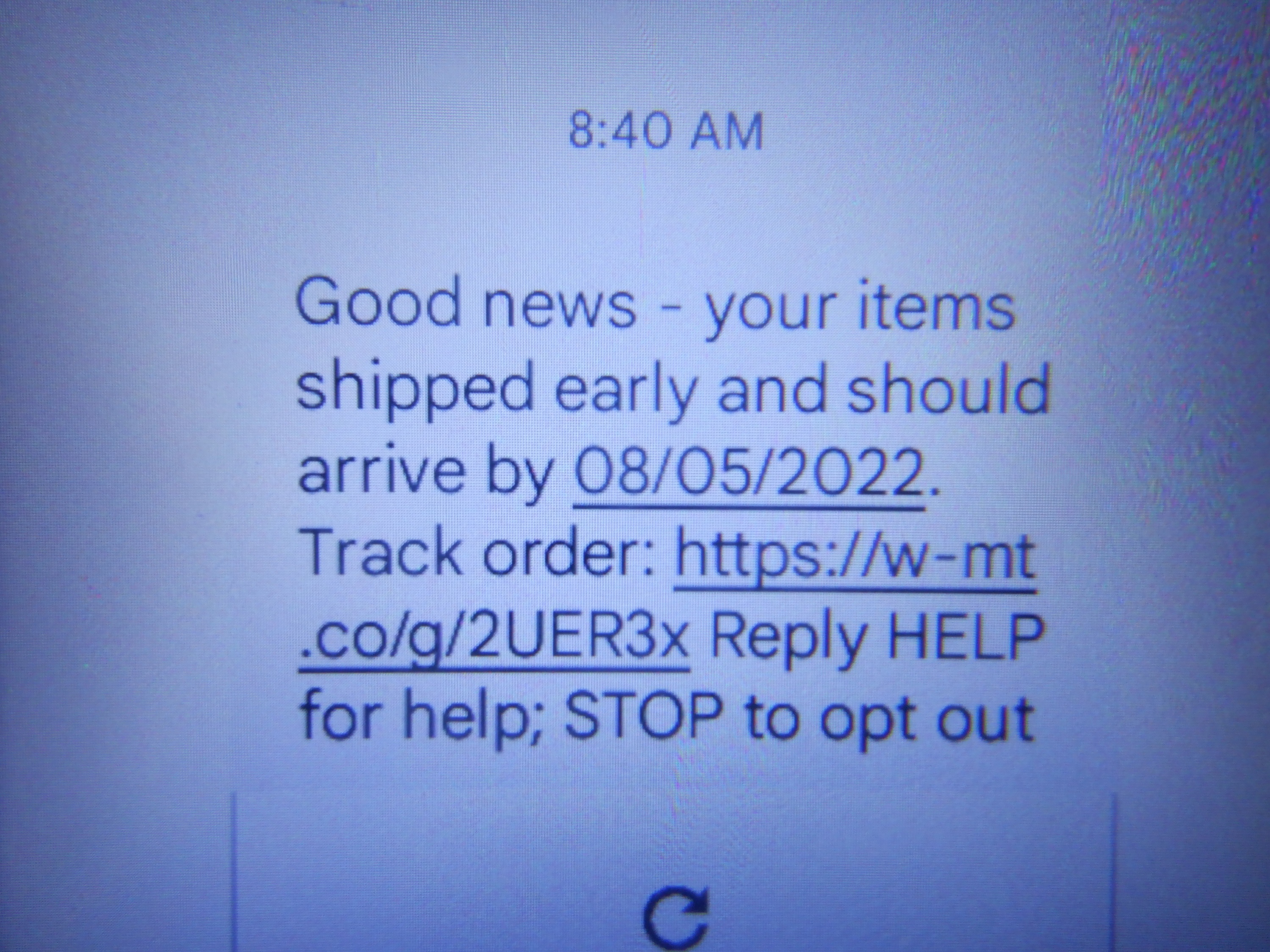 Text I got saying something was coming early