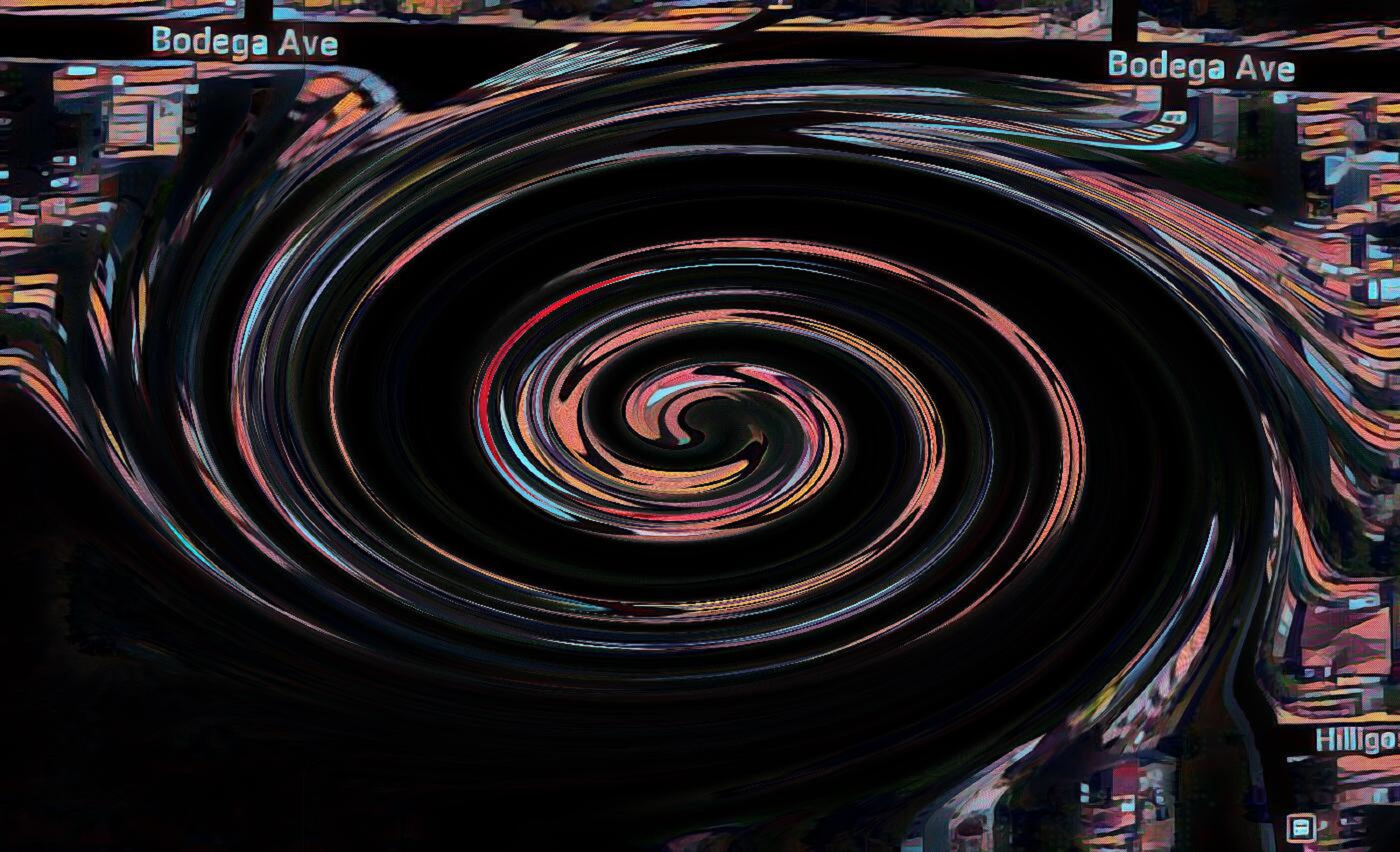 Google view of Sunbeam Nature School with Night and swirl effects on LunaPic.com