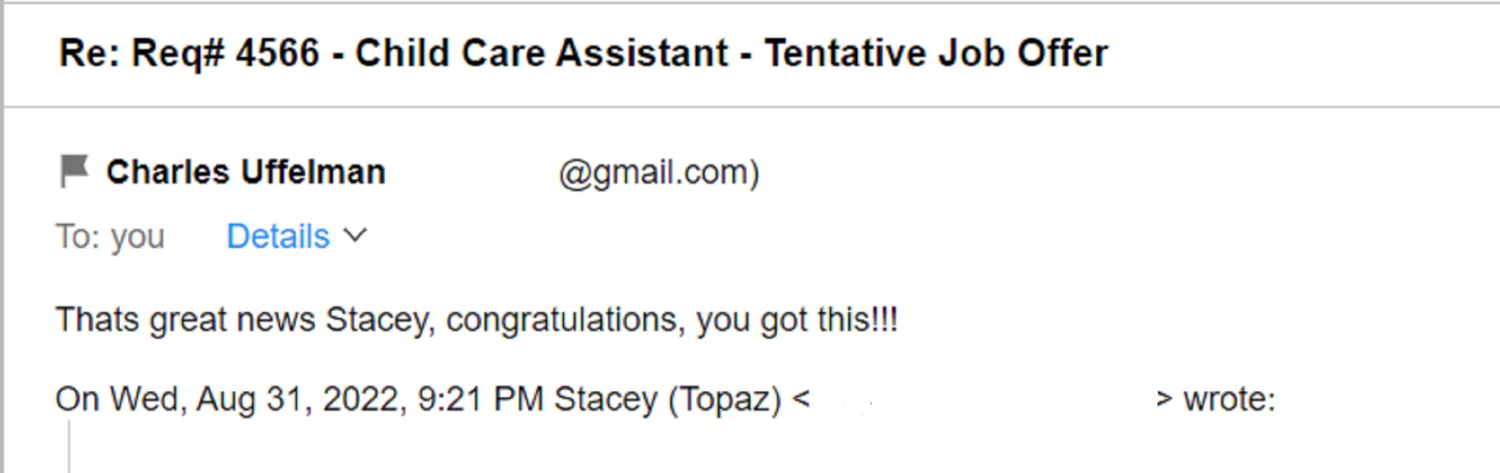 Screencap of email I got from my brother. Screencap of email I got from my brother.