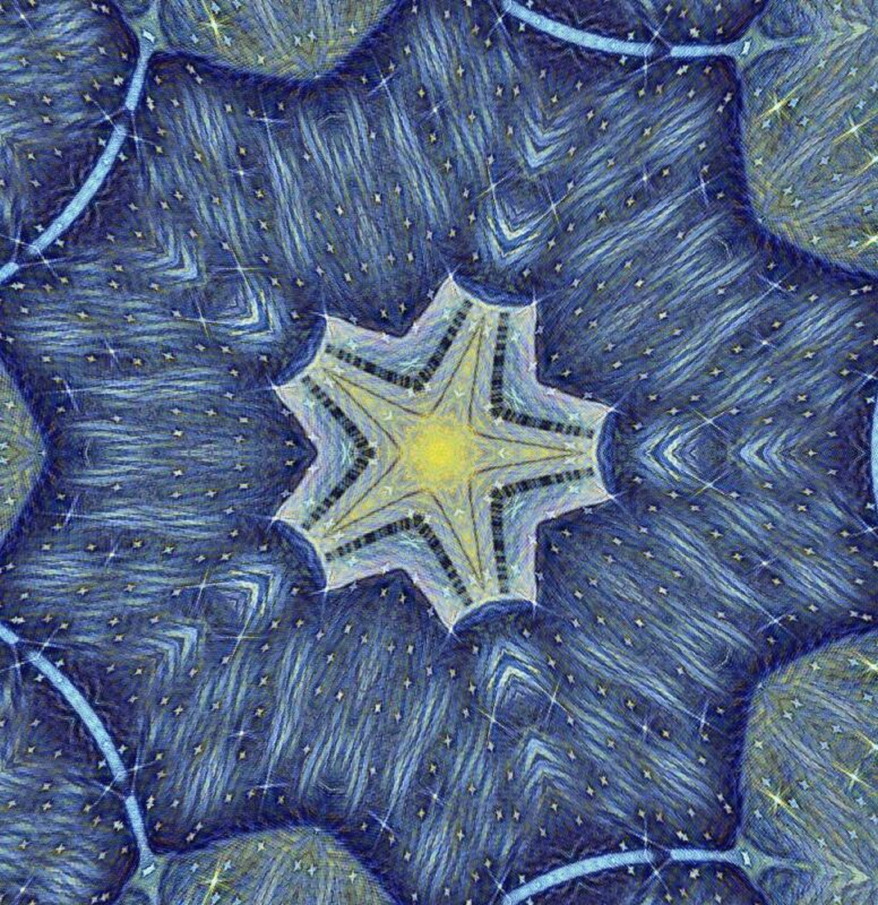 Photo taken by me with Sparkles, Escher, Starry night and Kaleidoscope effects on LuanPic.com 