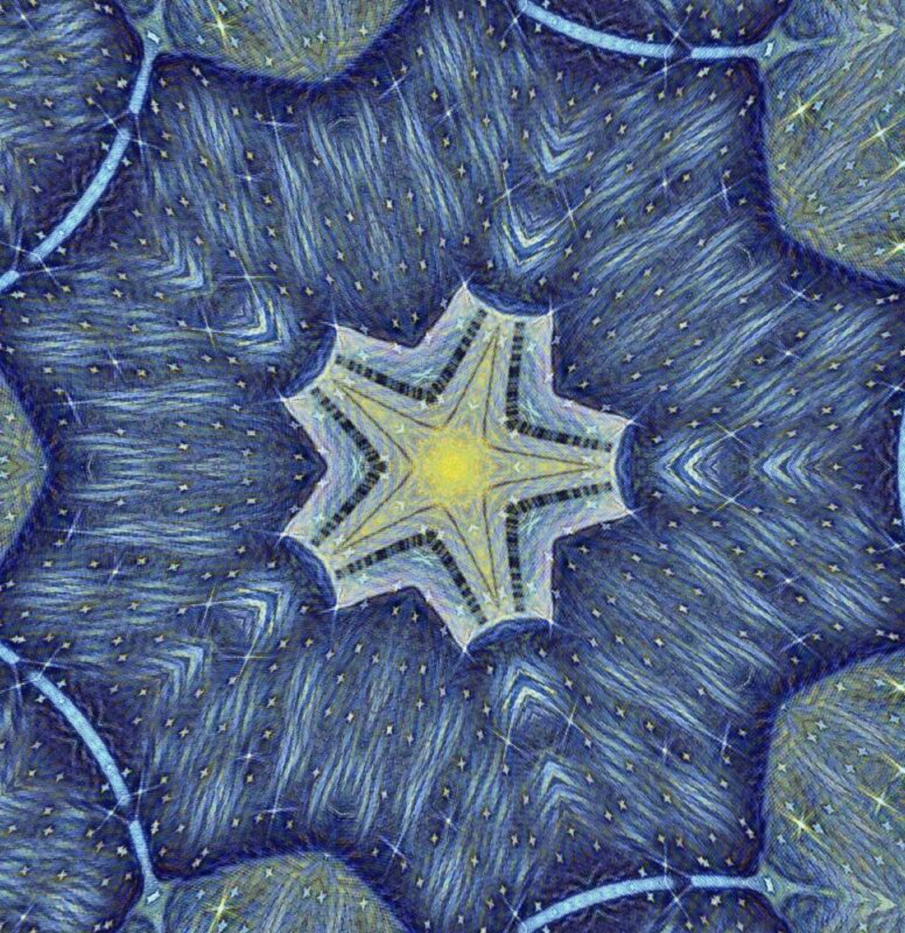 Photo taken by me with Sparkles, Escher, Starry night and Kaleidoscope effects on LuanPic.com