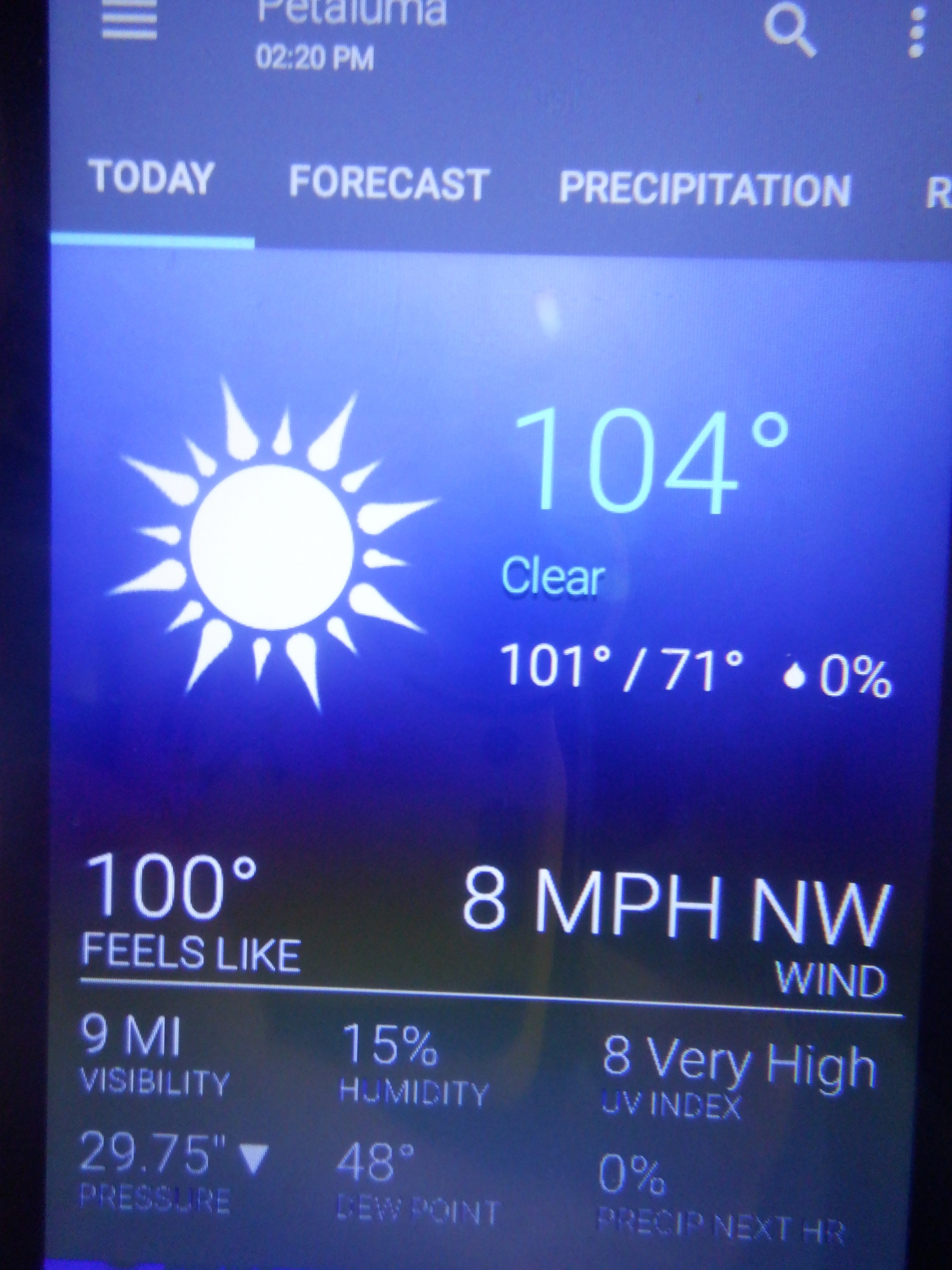 Photo I took of my phone with the temp two degrees lower than it is now.