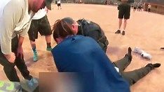 Danya Topham and a police officer working on a heart attack victim in Utah Danya Topham and a police officer working on a heart attack victim in Utah