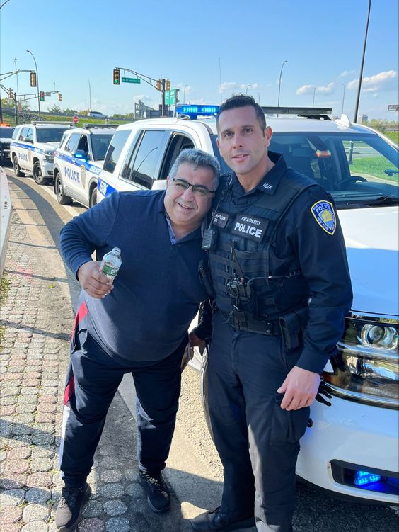 Port Authority Officer Hoffman on the left and rideshare driver Viza Yildiz. Port Authority Officer Hoffman on the left and rideshare driver Viza Yildiz.