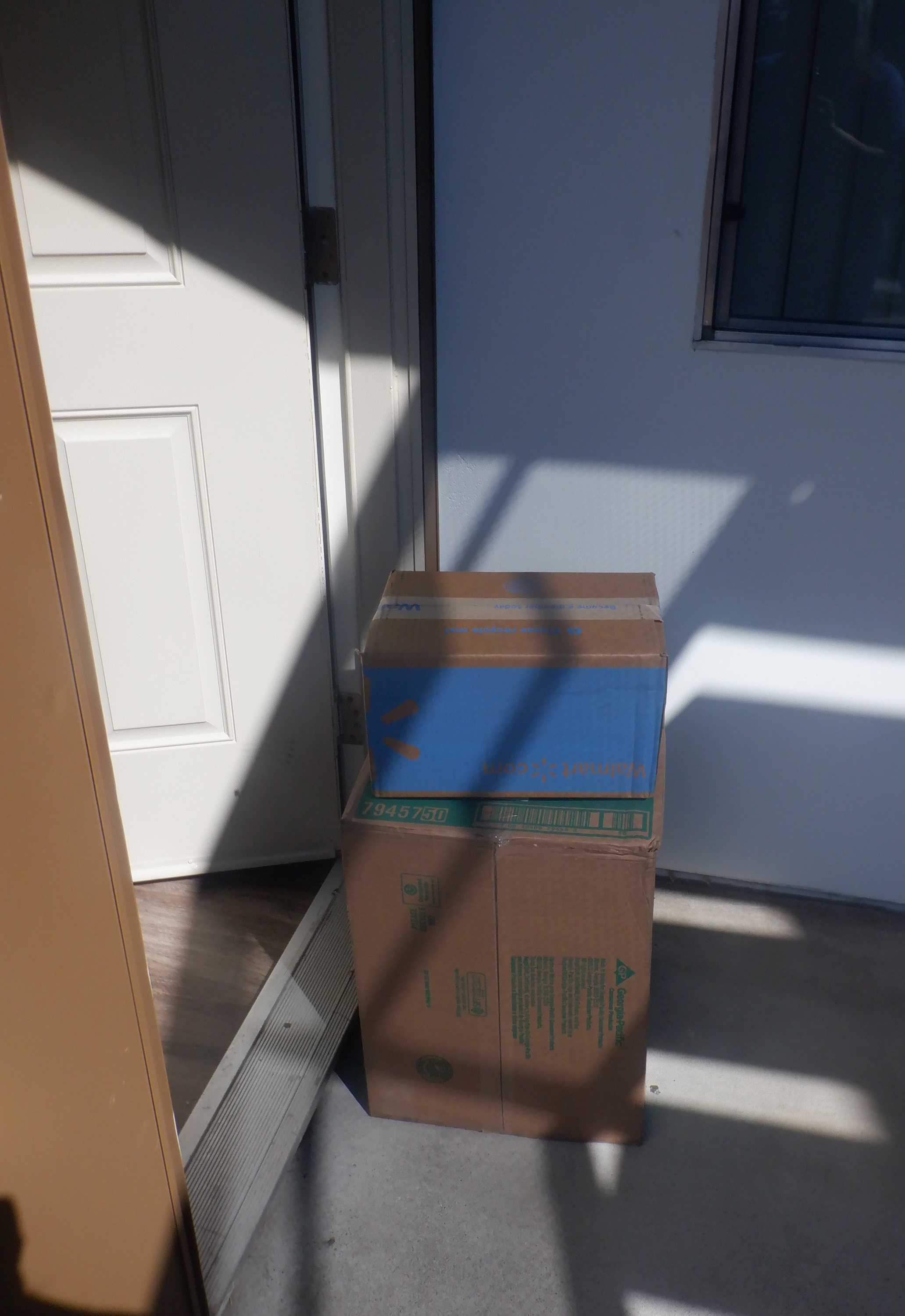 Photo I took of the packages that were by my door when I came home