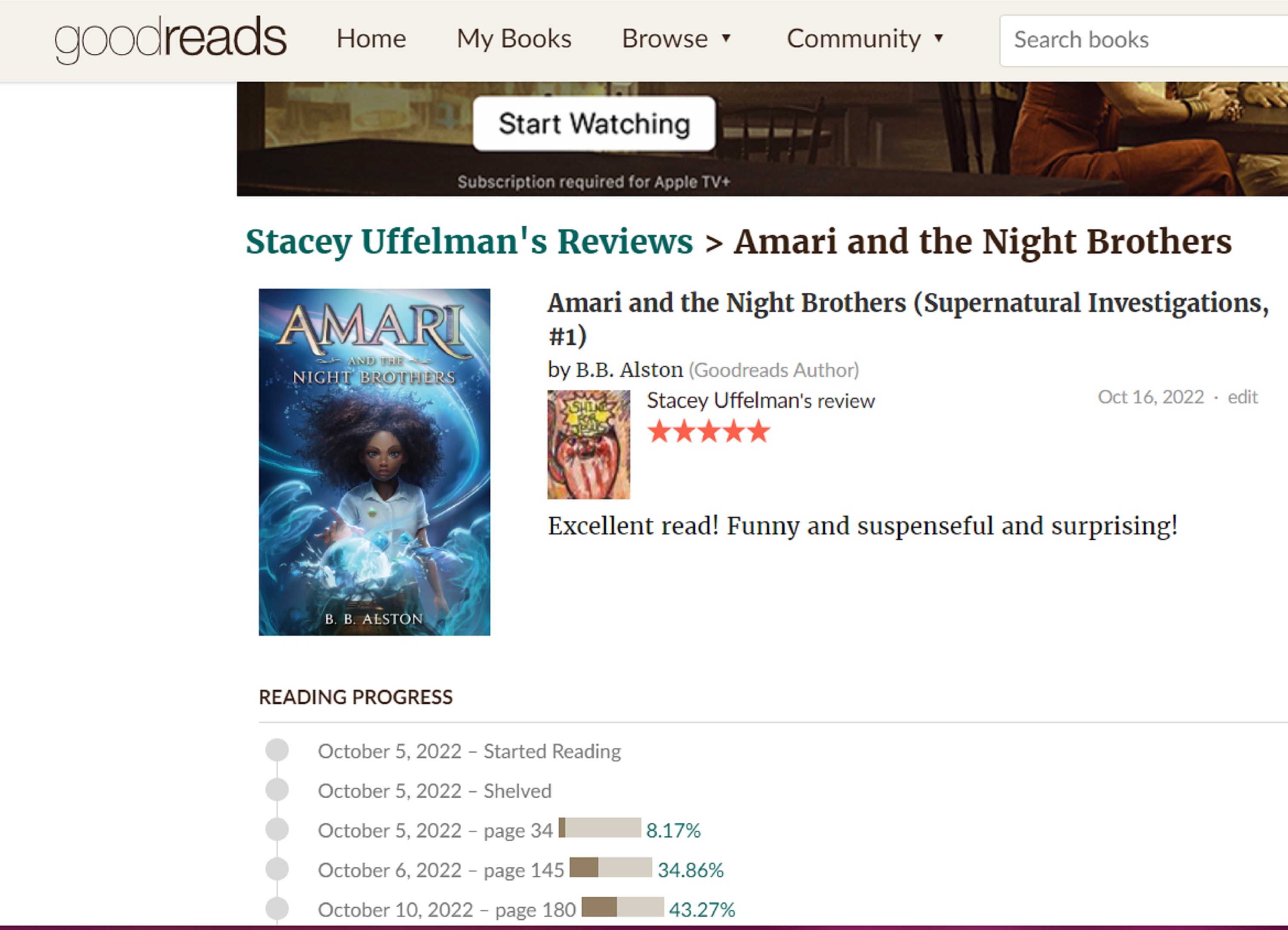 Screencap of my GoodReads page Screencap of my GoodReads page