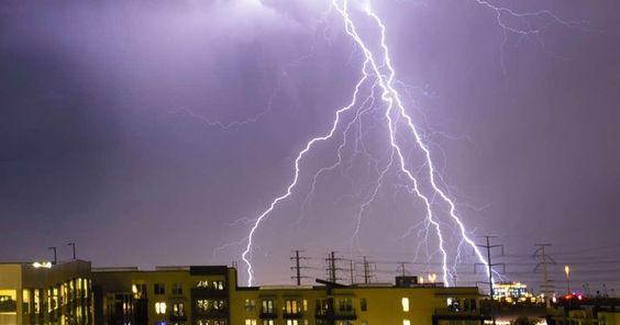 Lightning strike in Sun City West Arizona.