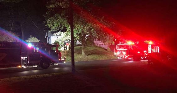 Firetrucks outside of a home in Longmeadow Massachusetts. Firetrucks outside of a home in Longmeadow Massachusetts.