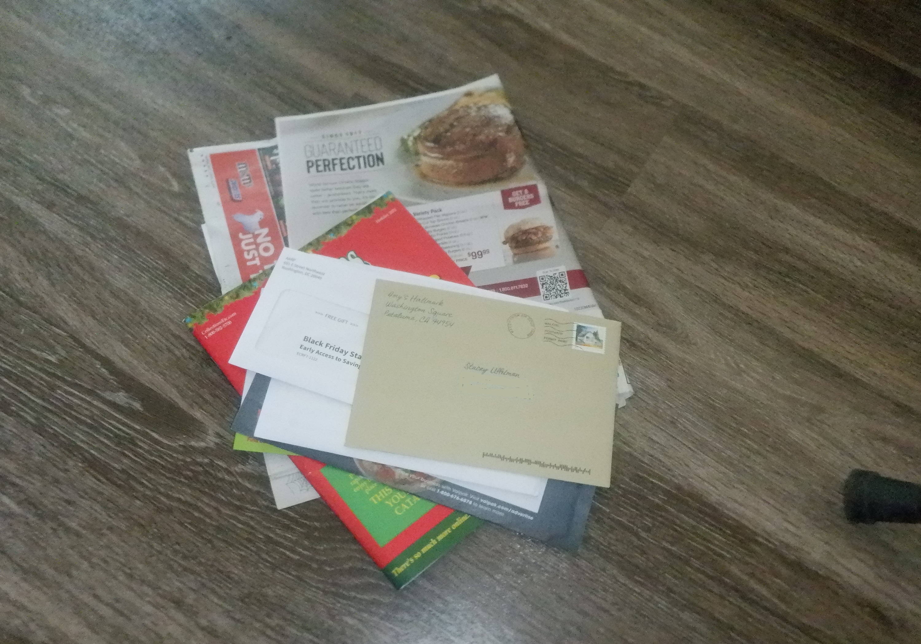 Photo I took of my mail once I got it home.