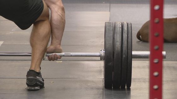 A workout scene inside of a gym 