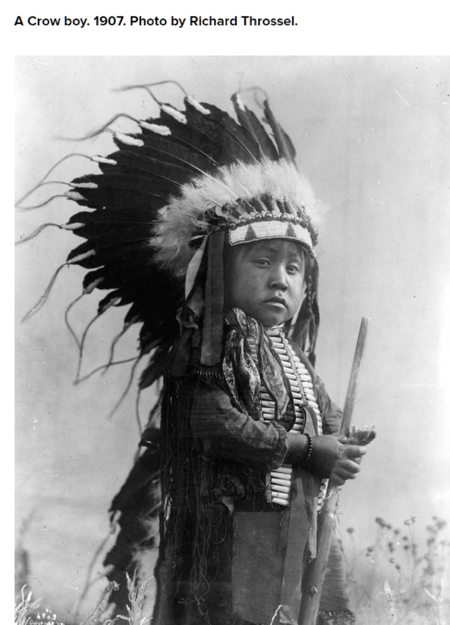A young crow boy in 1907 screen print