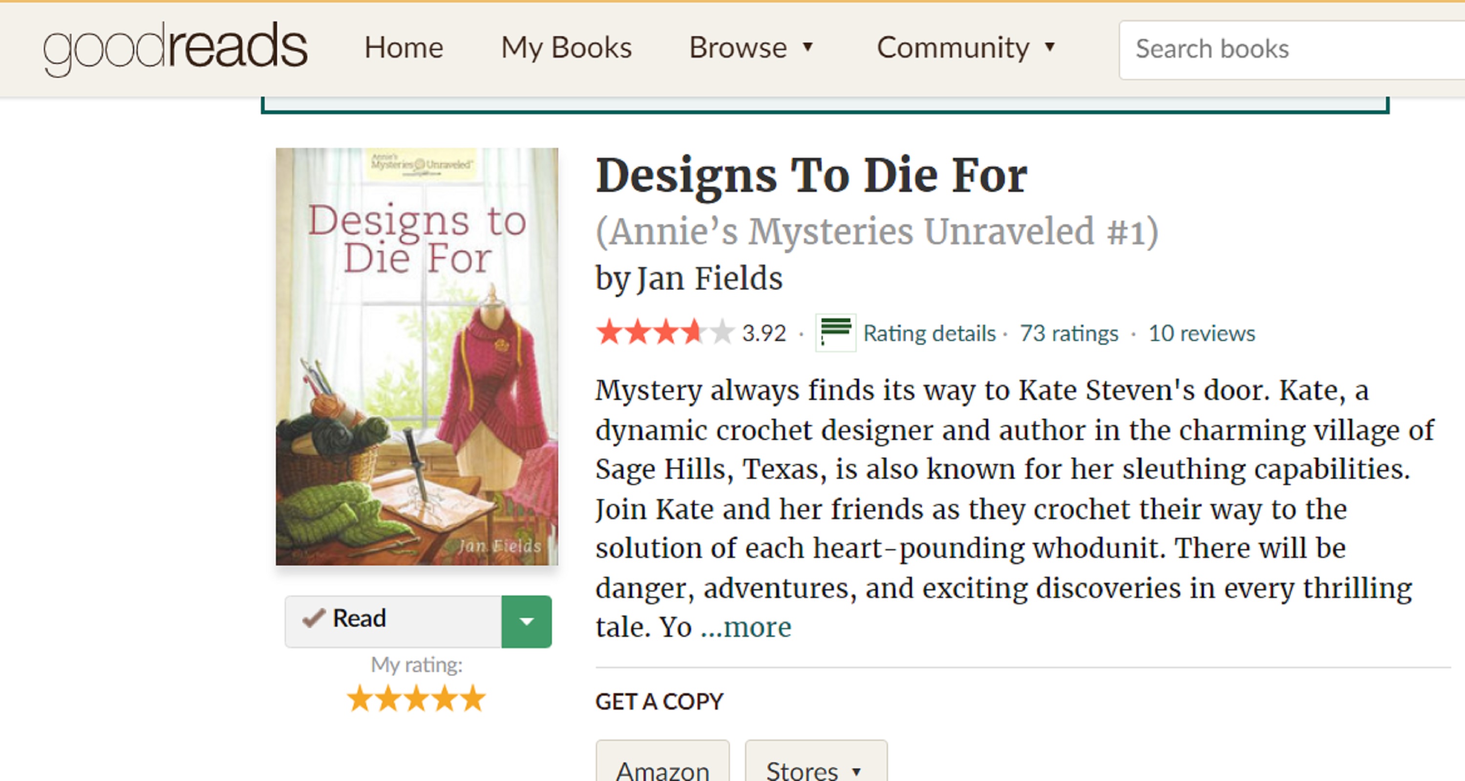 Screencap of the Amazon GoodReads page with the book that I just finished Screencap of the Amazon GoodReads page with the book that I just finished