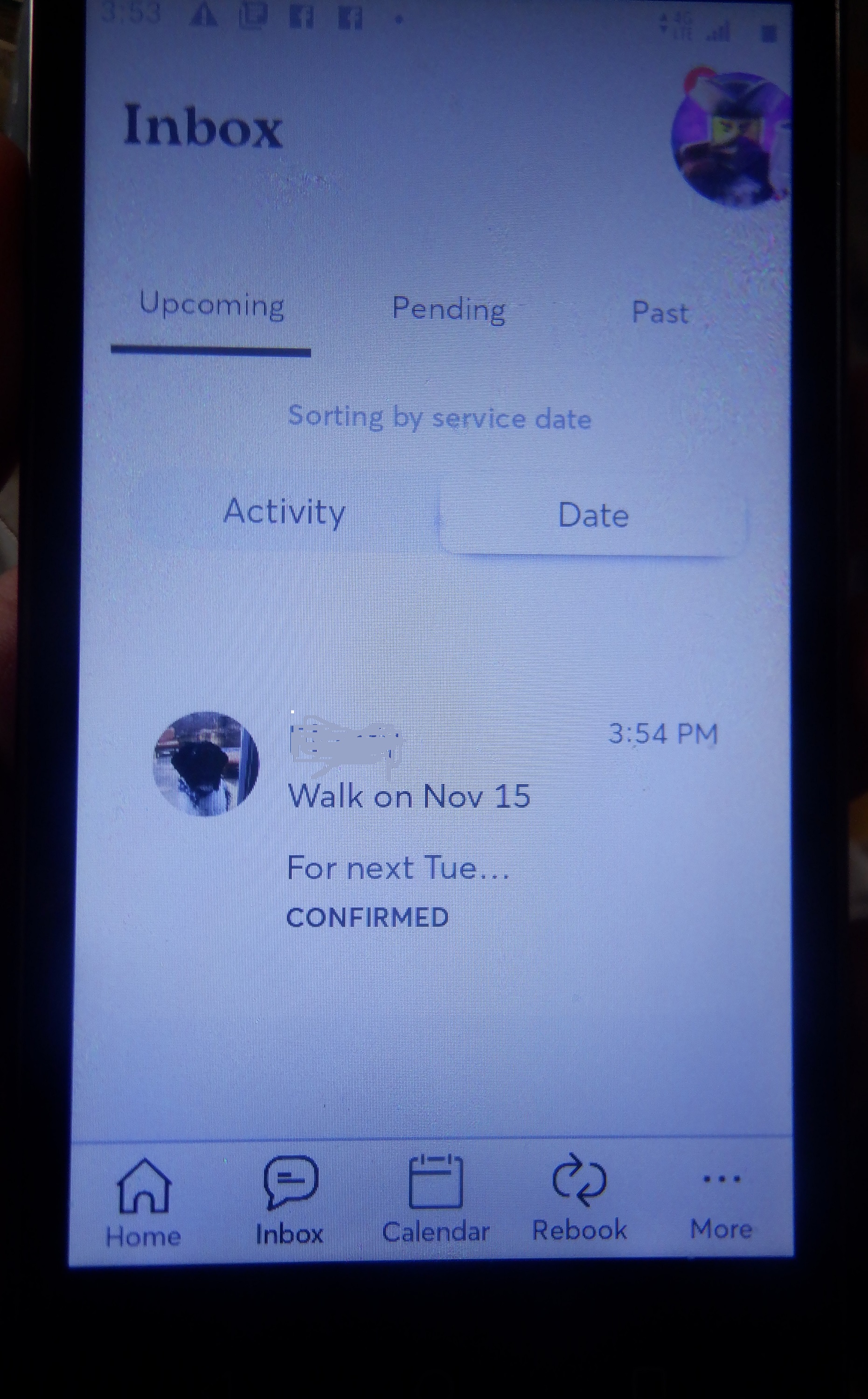 Photo I took of my phone with Rover info on it Photo I took of my phone with Rover info on it