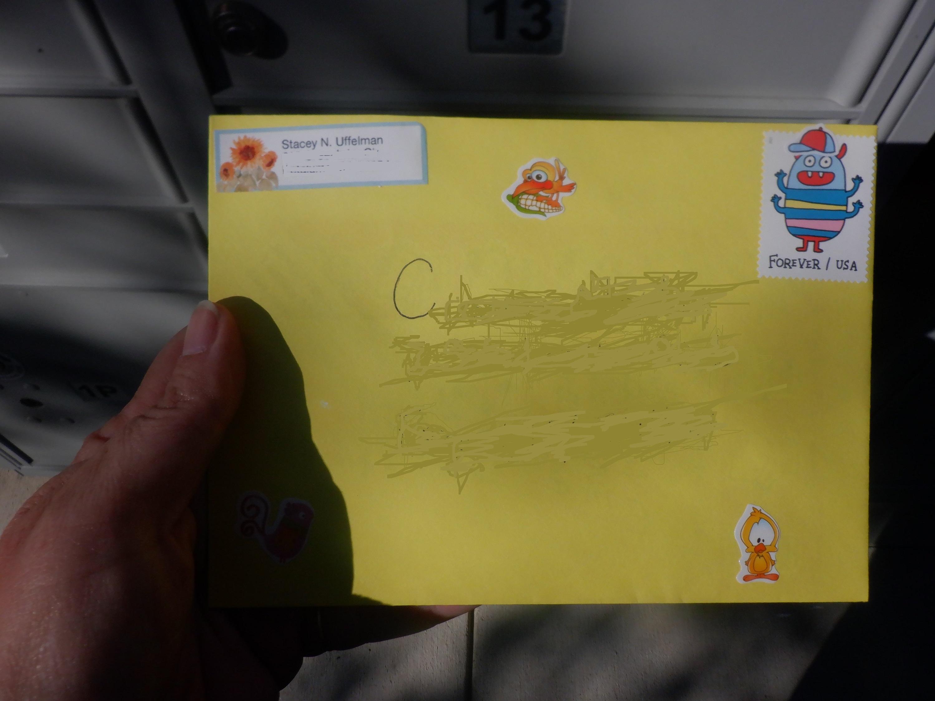 Photo of the envelope I managed to get into the mail today. Photo of the envelope I managed to get into the mail today.