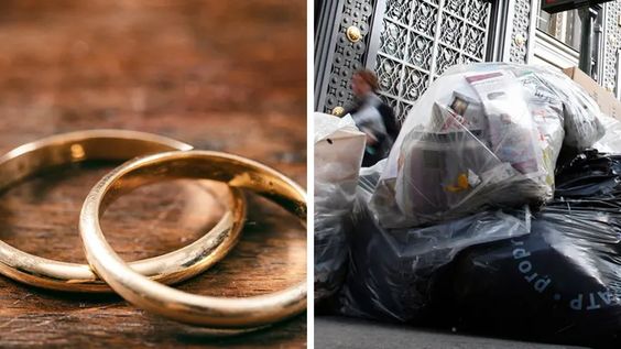 Wedding rings and a garbage bag in New Hampshire