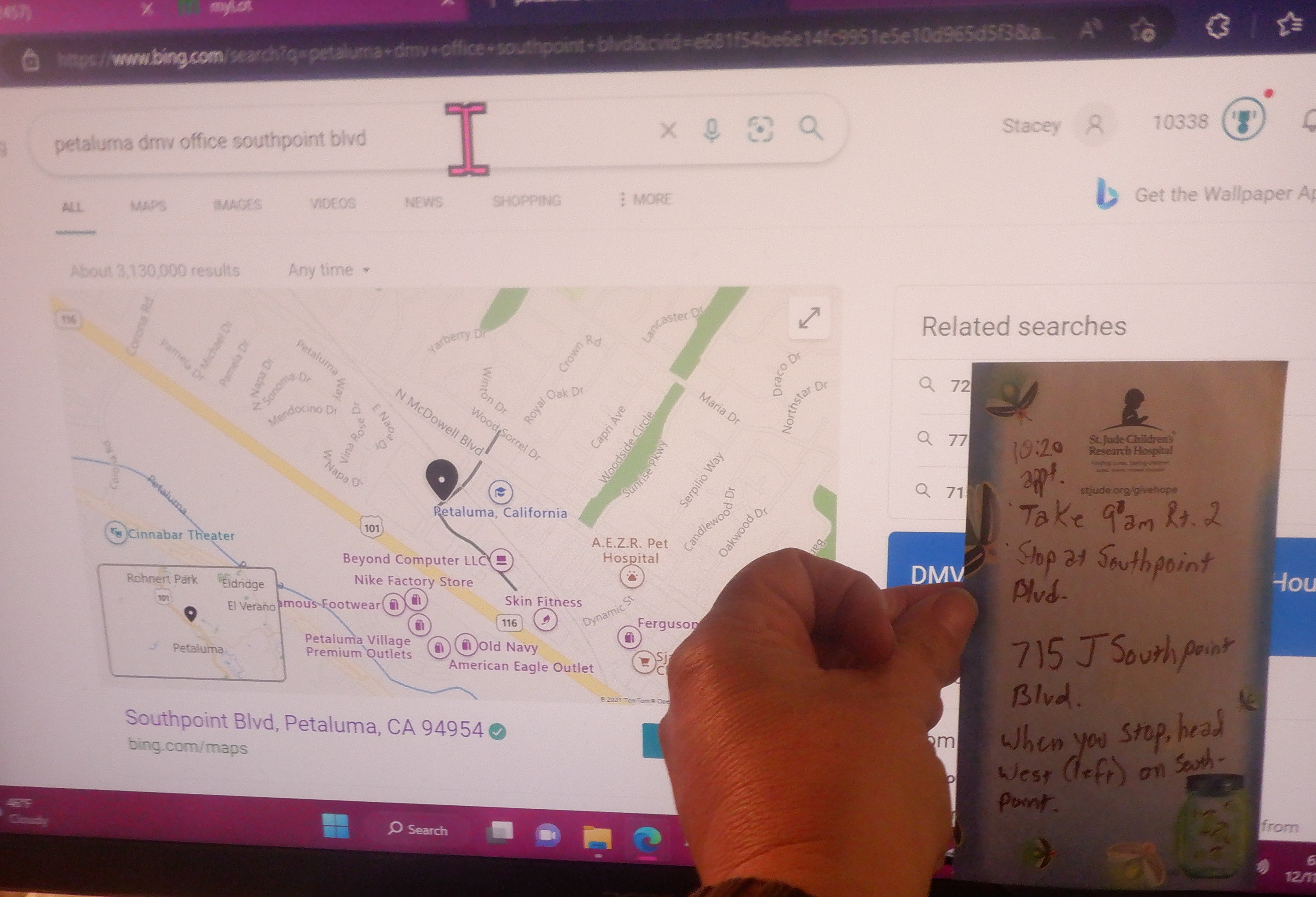 Photo I took of my computer with bus route and directions I wrote myself. Photo I took of my computer with bus route and directions I wrote myself.