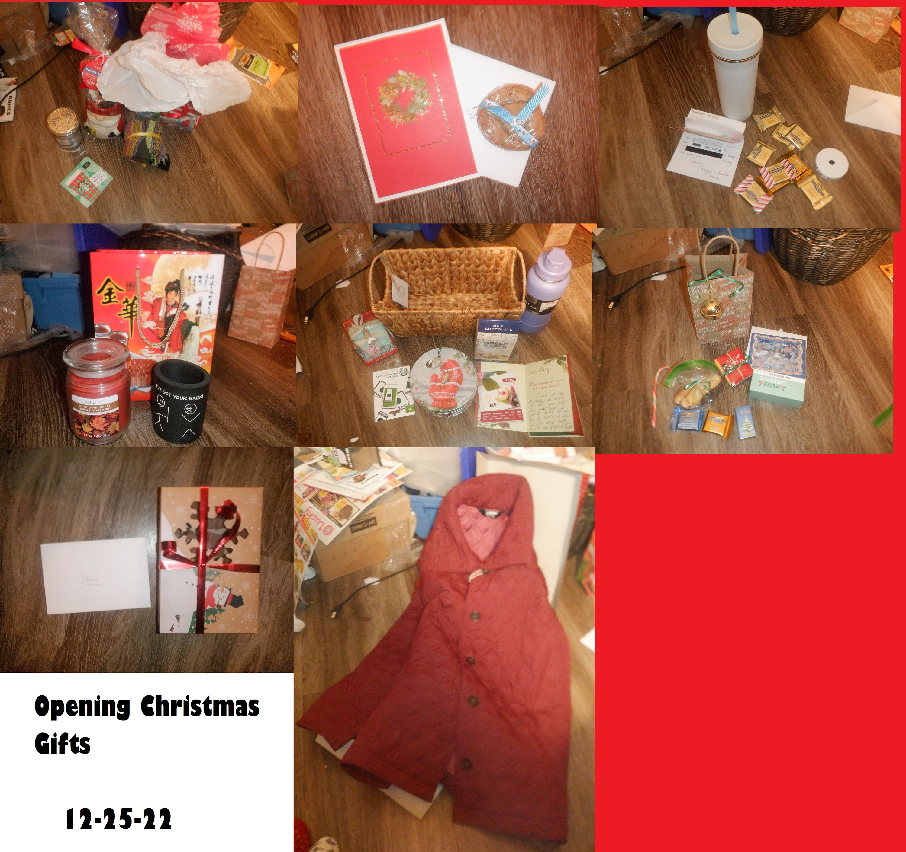 Collage I made from photos of Christmas gifts I opened. 