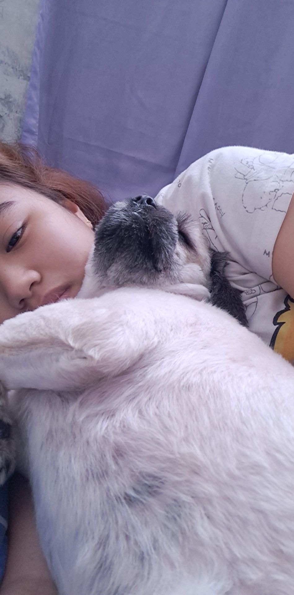 girl with a dog sleeping girl with a dog sleeping