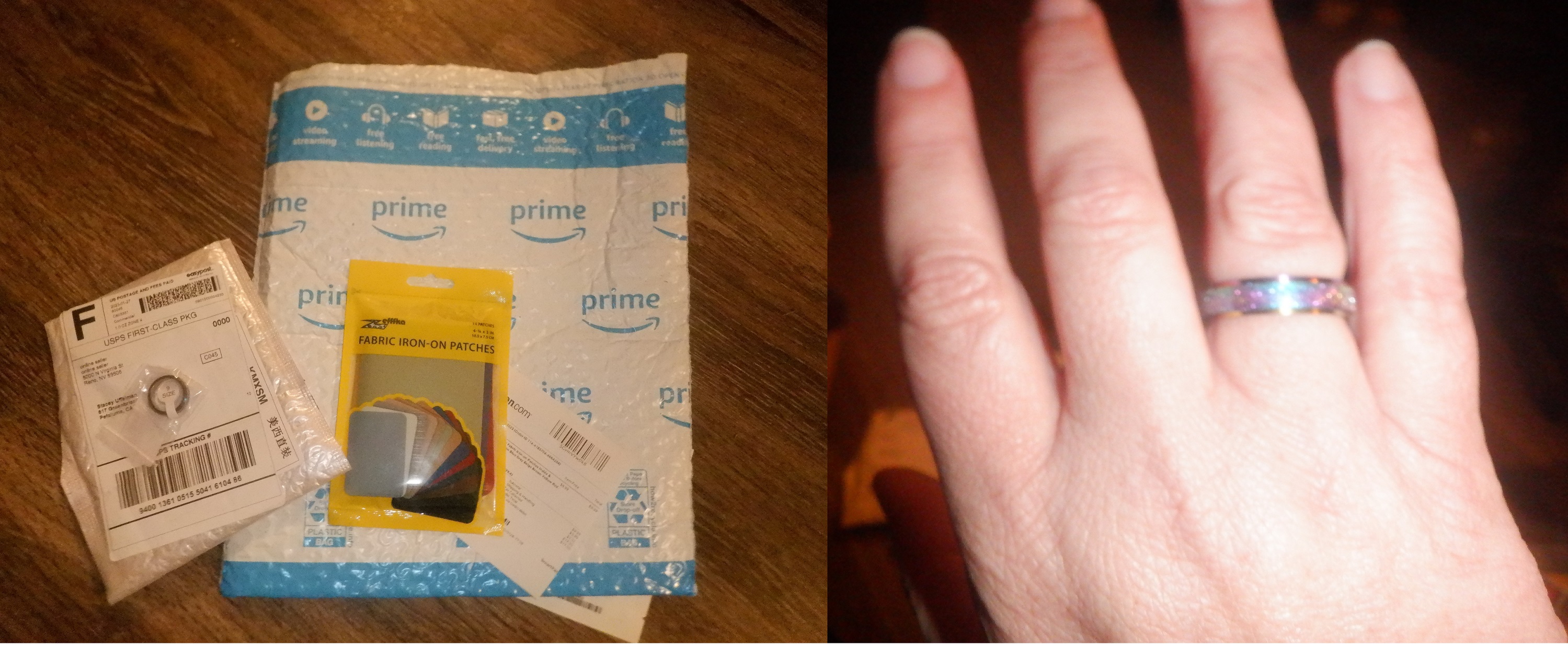 Collage I made with open packages and ring on Collage I made with open packages and ring on