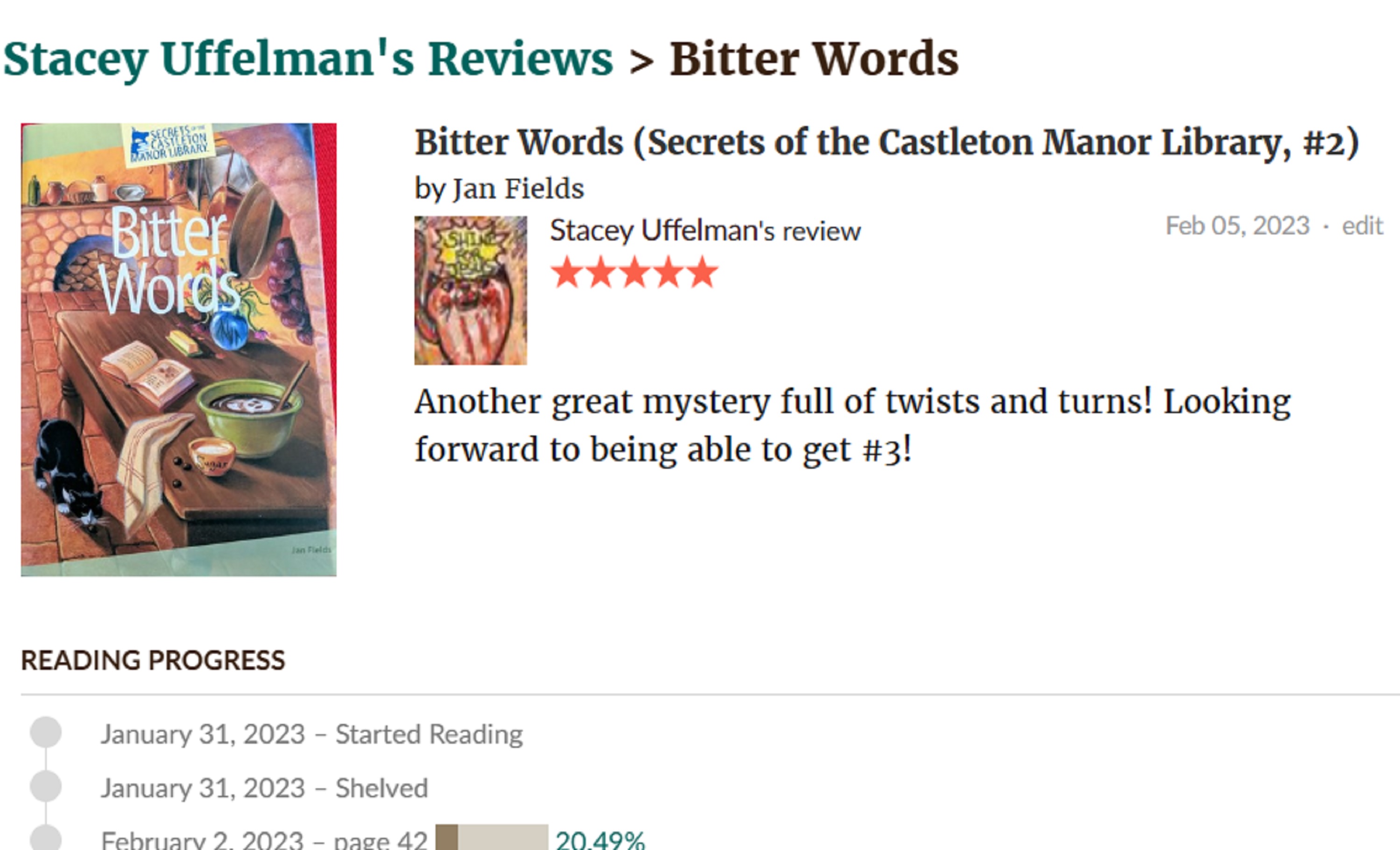 screencap of my Amazon Goodreads page