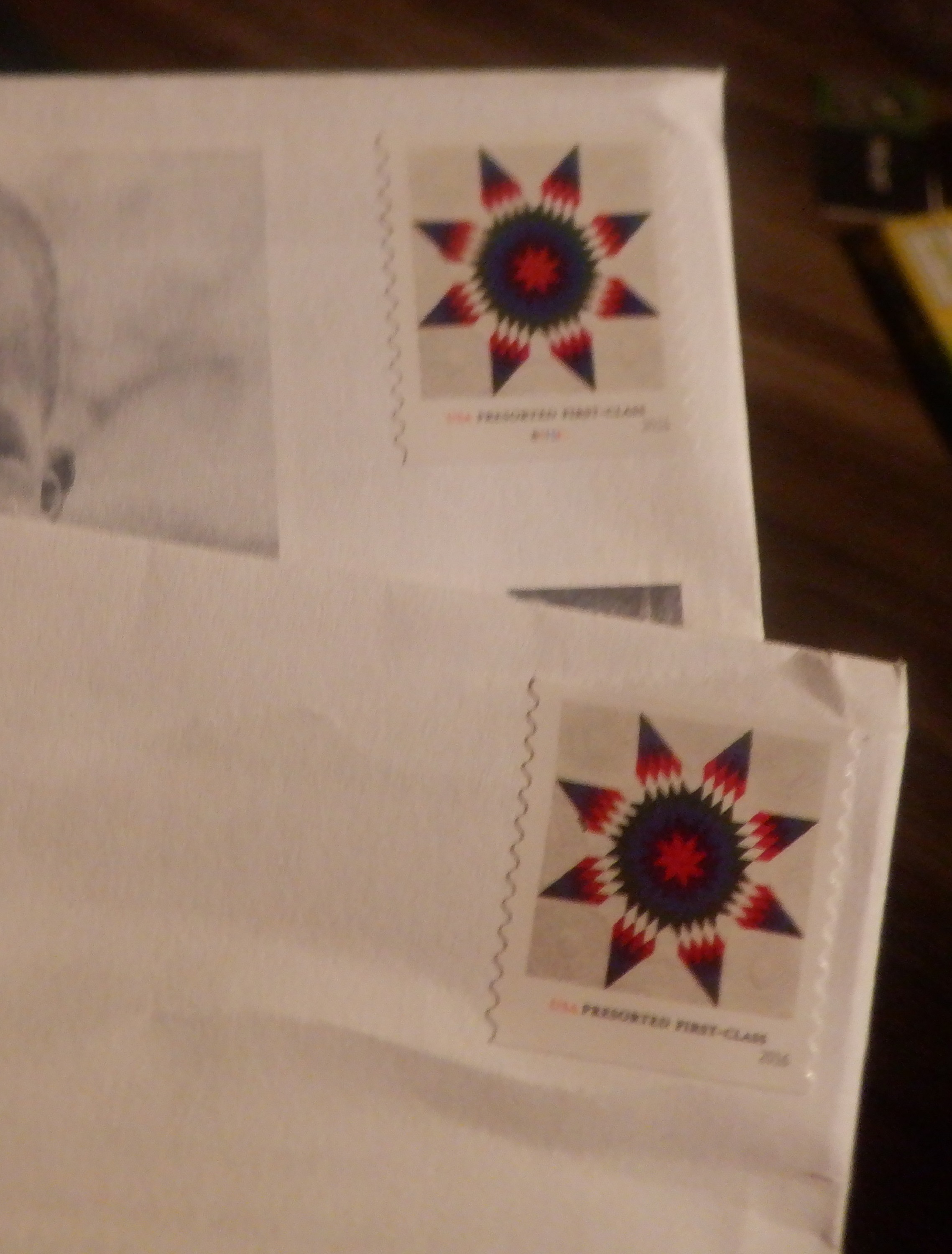 Photo of the stamps on the mail I received today. Photo of the stamps on the mail I received today.