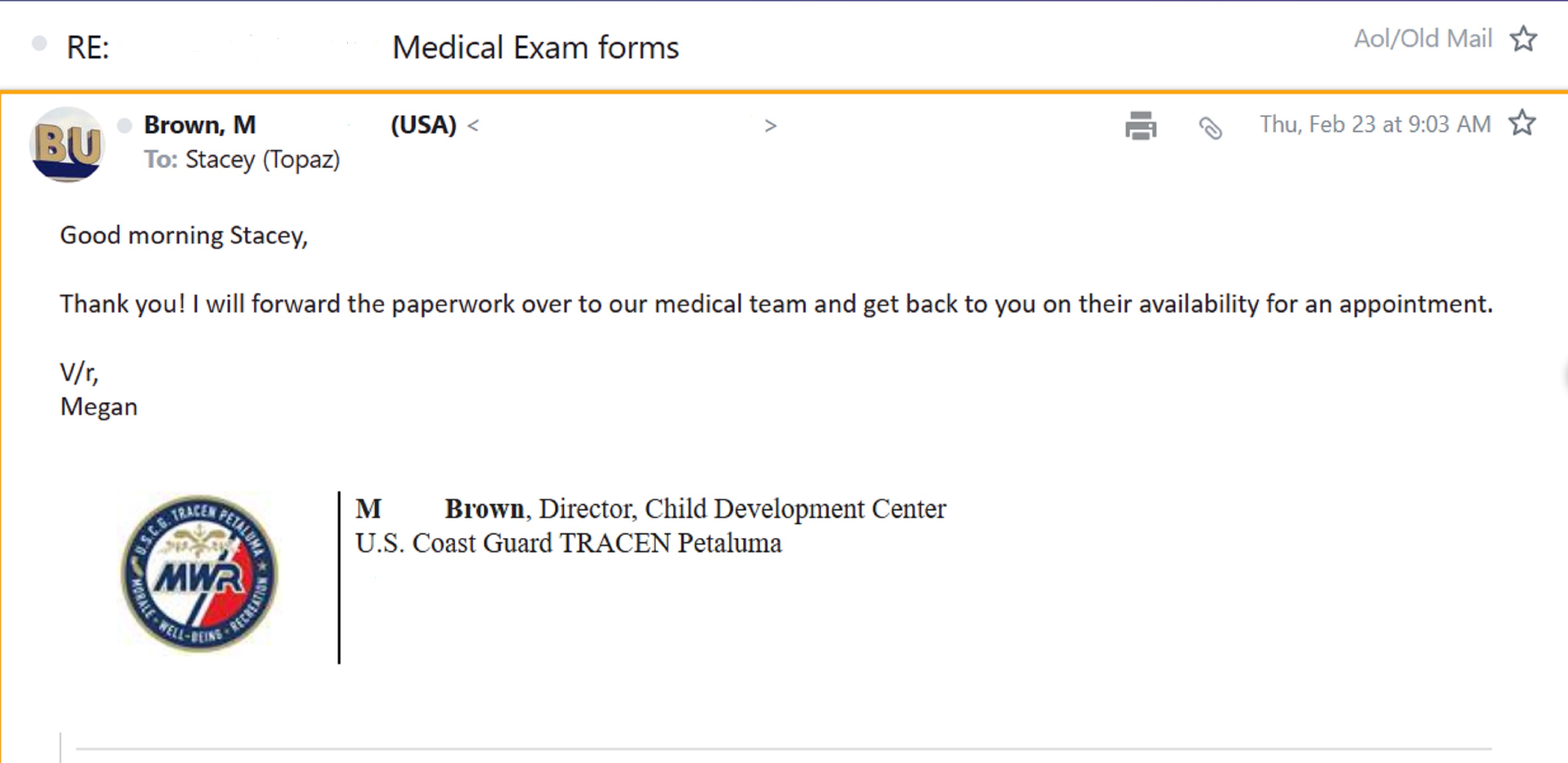 Screencap of the email I received saying that (evidently) my papers were okay