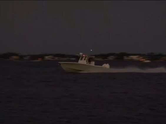 A boat in the Caloosahatchee River in Cape Coral Florida. 