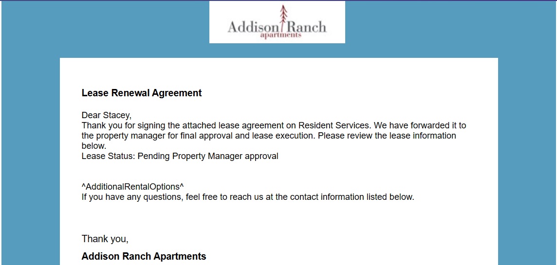 Screencap of the email I recieved about my renewed lease Screencap of the email I recieved about my renewed lease