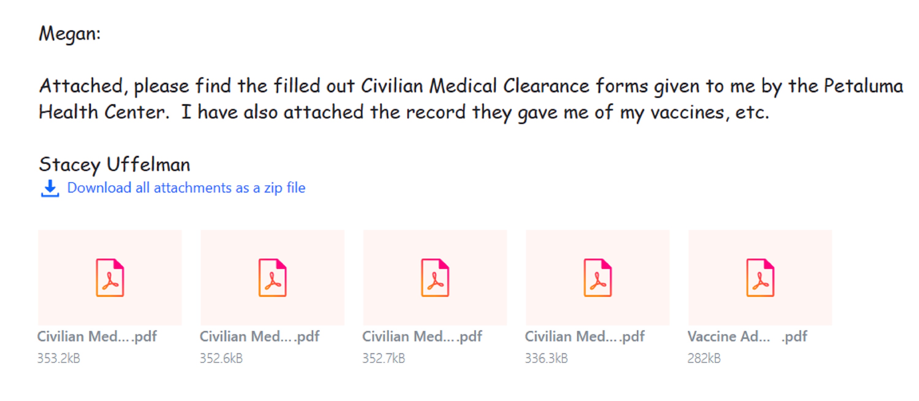 screencap of the email I sent with physical related papers attached screencap of the email I sent with physical related papers attached