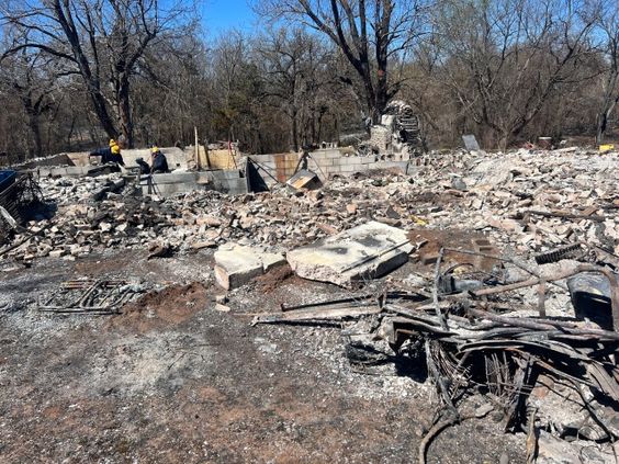 Image of a home in Oklahoma City Oklahoma that was destroyed by wildfire.